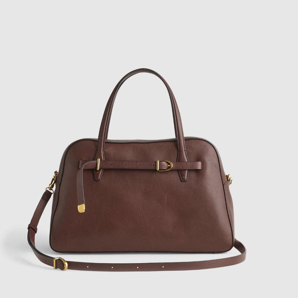 NWT Madewell Belted Satchel Bag Brown Leather